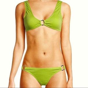 Bikini KENDALL + KYLIE Sexy Sparkle Bikini Set Neon Green Silver O Ring L